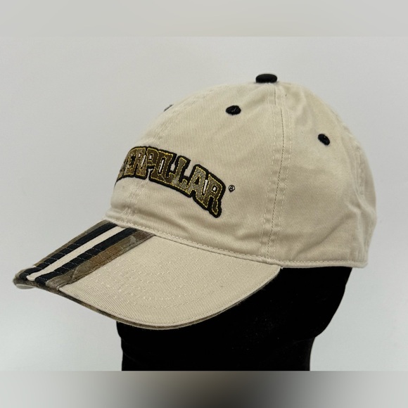 Caterpillar CAT Cap Hat Beige Strap Back Embroidered Realtree‎ Camo New NWT